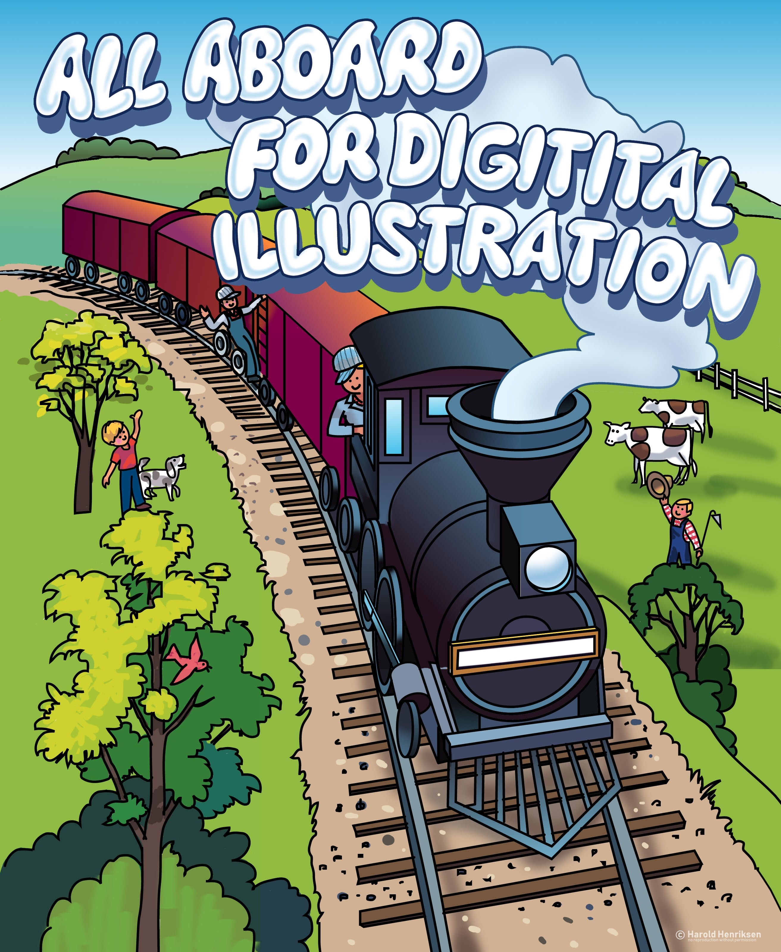 Digital illustration of train - Harold Henriksen.
